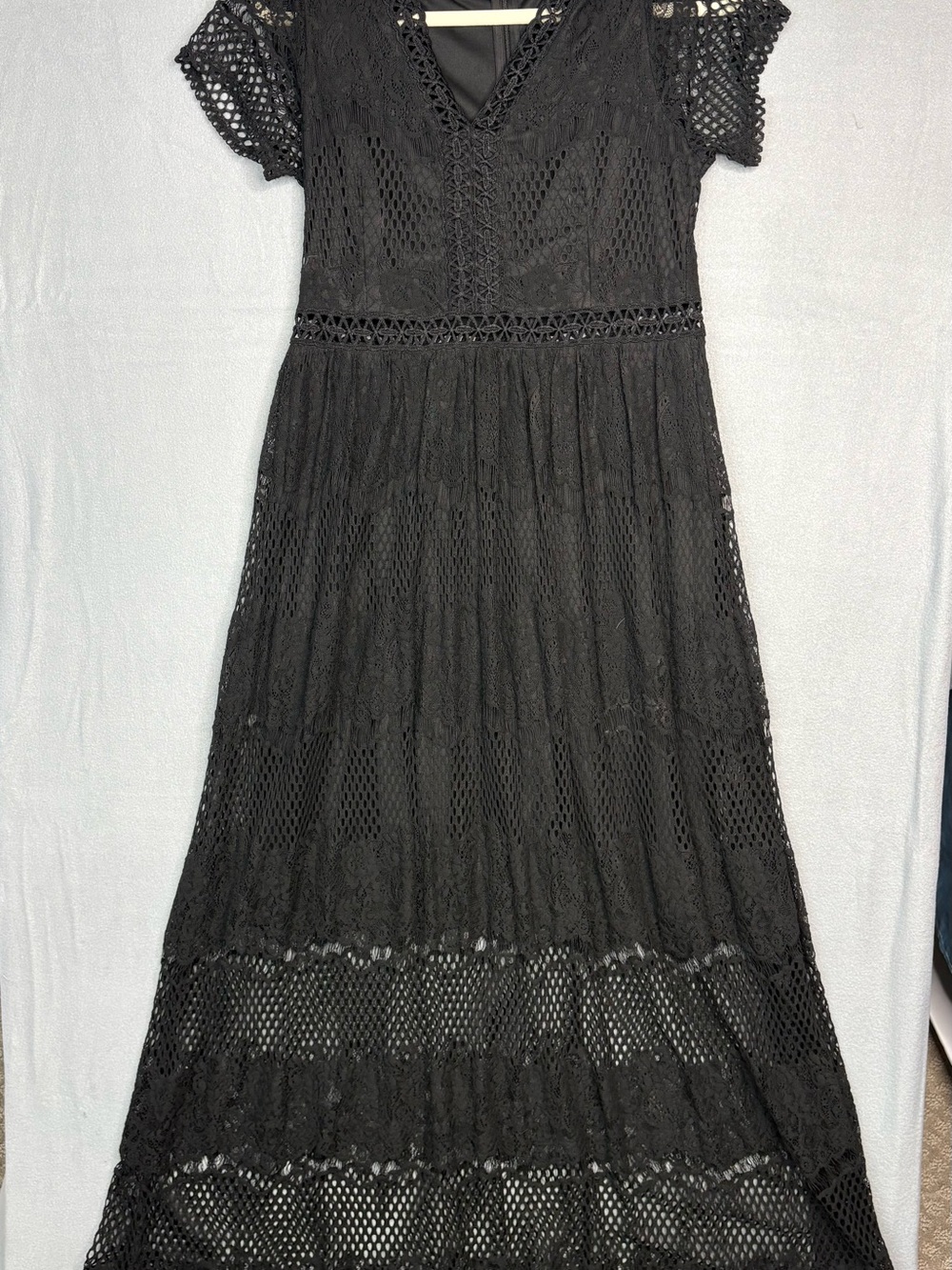 Altar’d State Black Lace Maxi Dress Boho Romantic Gothic L